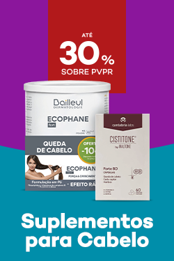 Suplementos para cabelo com destaque promocional at&eacute; 30% sobre pre&ccedil;o de Venda ao P&uacute;blico Recomendado